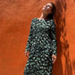 Abstract Print Natural Cotton Crepe Maxi Dress