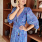 Maxi wrap dress VICTORIA \ Hand-painted fabric\puffy sleeves