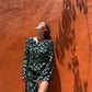Abstract Print Natural Cotton Crepe Maxi Dress