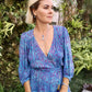 Maxi wrap dress VICTORIA \ Hand-painted fabric\puffy sleeves