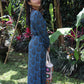 Midi wrap dress PAOLA \ Hand-painted fabric\ Puffy sleeves