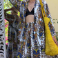 Hand-Dyed Short Kimono & Wide-Leg Pants Set in Natural Fabric