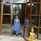 Maxi wrap dress VICTORIA \ Hand-painted fabric\puffy sleeves