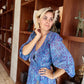Maxi wrap dress VICTORIA \ Hand-painted fabric\puffy sleeves