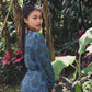 Midi wrap dress PAOLA \ Hand-painted fabric\ Puffy sleeves
