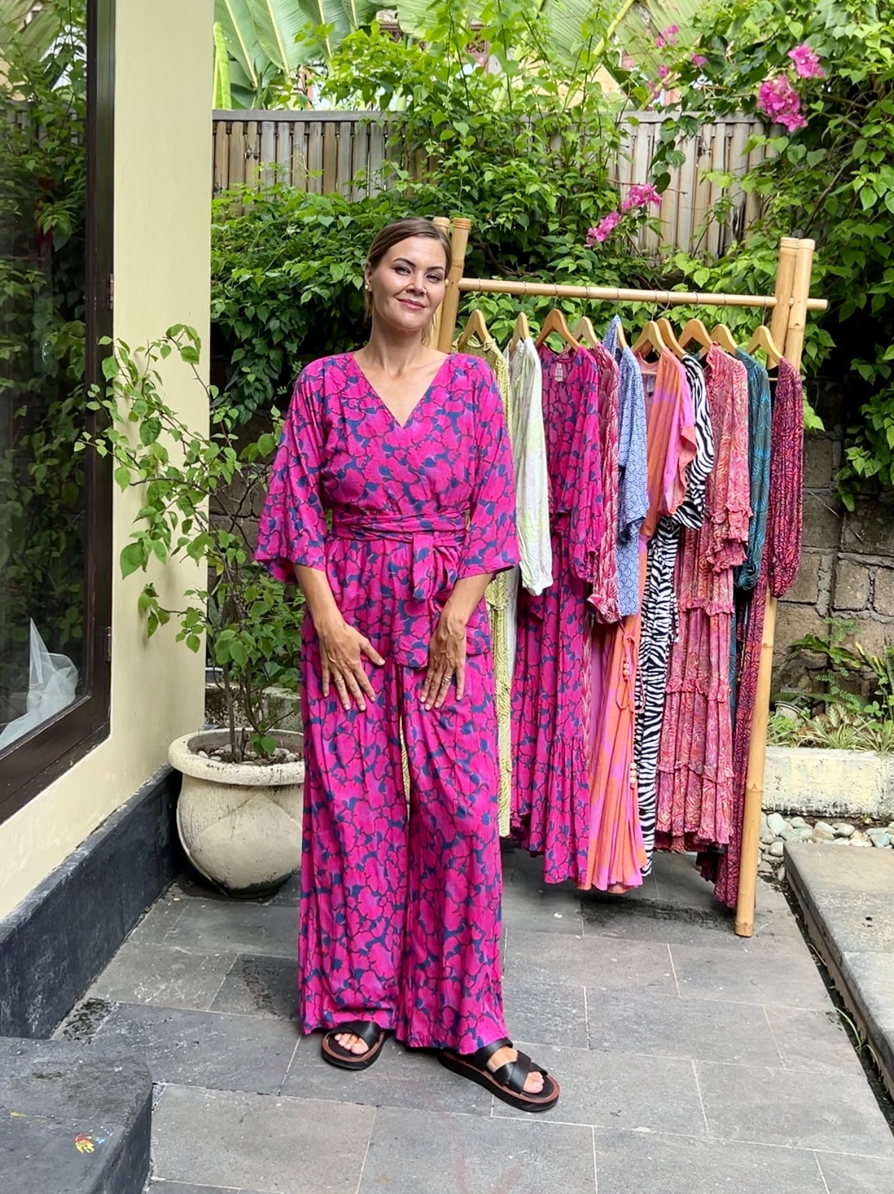 Short Kimono and pants set of 2 pieces made of natural fabric