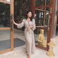 Midi wrap linen dress PAOLA * Puffy sleeves