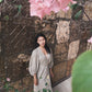 Midi wrap linen dress PAOLA * Puffy sleeves