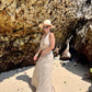 Off-the-shoulder maxi dress with a halter neck GRACE