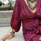 Maxi wrap dress\ Hand-painted fabric\puffy sleeves