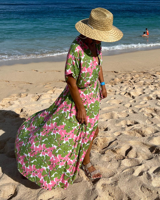 Maxi wrap dress\ Hand-painted fabric\ Kimono dress