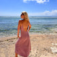 Cocktail midi dress ORNELLA / Bridesmaid's dress / Open beck midi dress / Sheath Dress / Hand-dyed natural fabric / Party dress