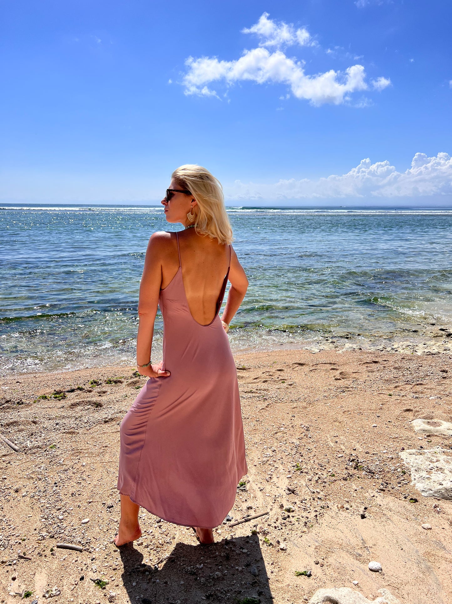 Cocktail midi dress ORNELLA / Bridesmaid's dress / Open beck midi dress / Sheath Dress / Hand-dyed natural fabric / Party dress