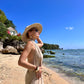 Off-the-shoulder maxi dress with a halter neck GRACE