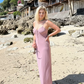 Cocktail midi dress ORNELLA / Bridesmaid's dress / Open beck midi dress / Sheath Dress / Hand-dyed natural fabric / Party dress