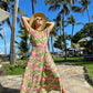 Maxi wrap dress\ Hand-painted fabric\ Kimono dress