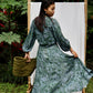 Maxi wrap dress VICTORIA\ Hand-painted fabric\puffy sleeves