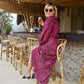 Maxi wrap dress\ Hand-painted fabric\puffy sleeves