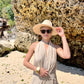 Off-the-shoulder maxi dress with a halter neck GRACE