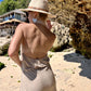 Off-the-shoulder maxi dress with a halter neck GRACE