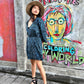 Mini wrap dress HANNAH * Hand-painted fabric * Puffy sleeves