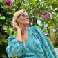 Midi wrap dress PAOLA \ Hand-painted fabric\ Puffy sleeves