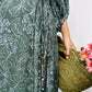 Maxi wrap dress VICTORIA\ Hand-painted fabric\puffy sleeves