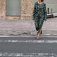 Abstract Print Natural Cotton Crepe Maxi Dress