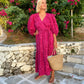 Linen dress BELLA\ Wrap dress\ Linen midi dress with puffy sleeves\ Casual linen dress\floral print