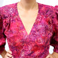 LIMITED EDITION.Hand dyed bright cotton dress BELLA\ Wrap dress\ cotton midi dress with puffy sleeves
