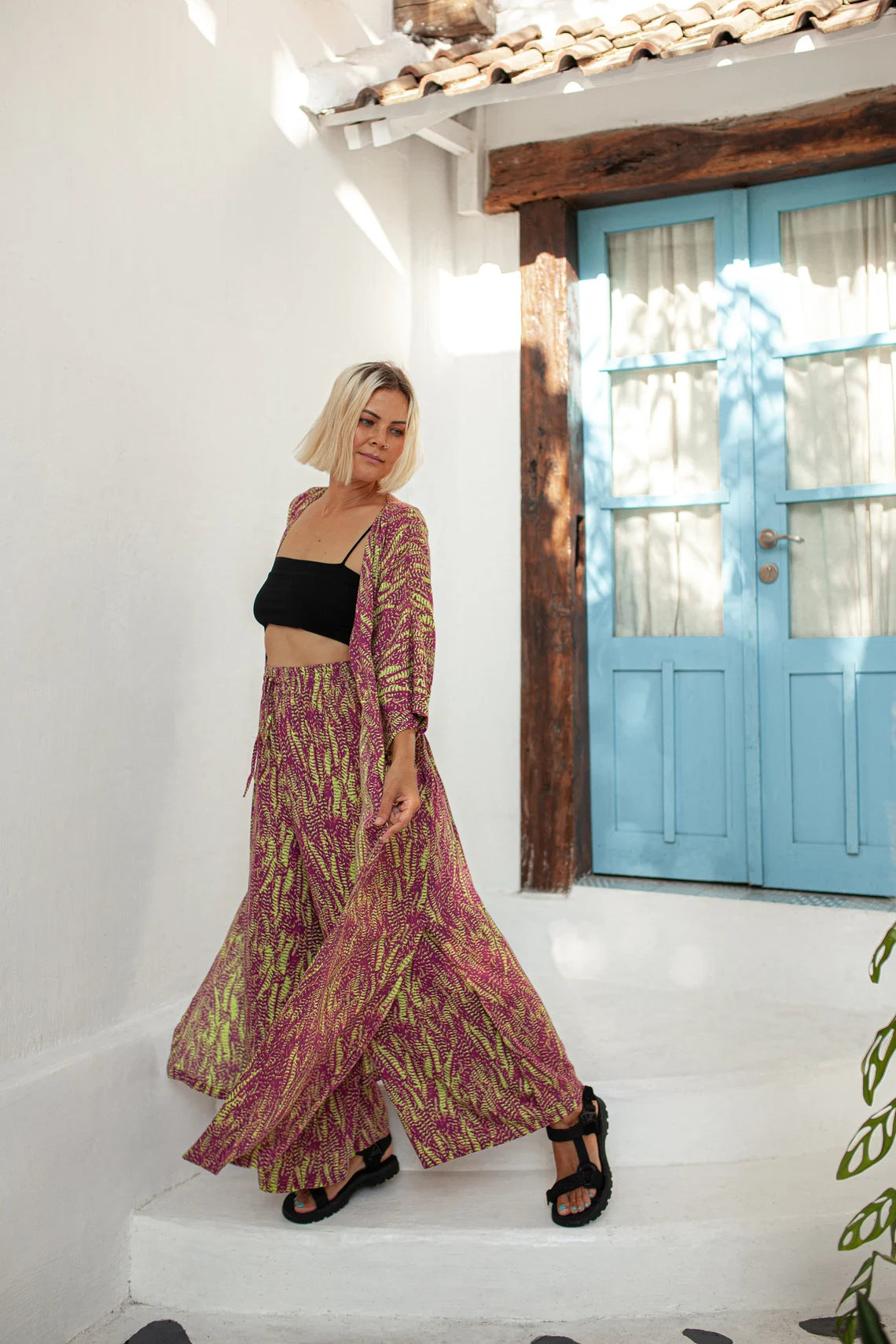Kimono and pants set of 2 pieces made of natural fabric