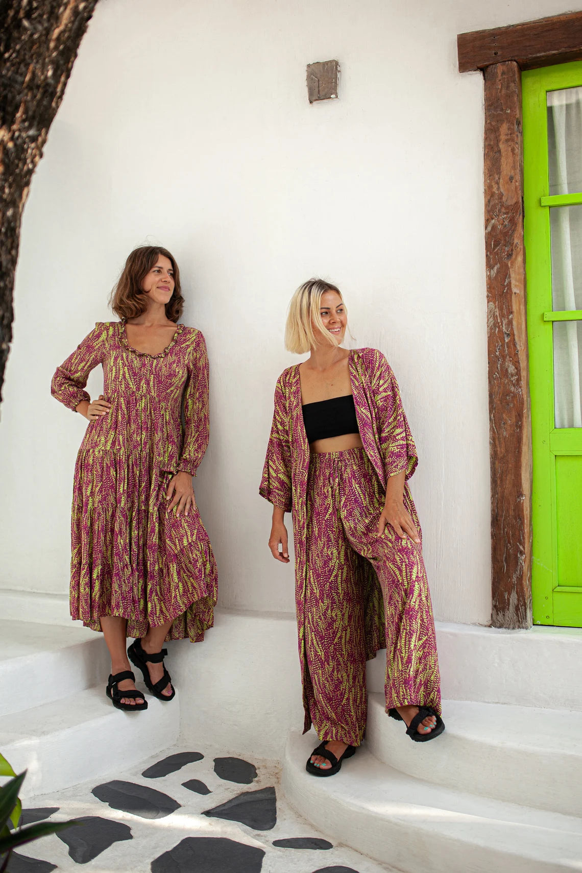 Kimono and pants set of 2 pieces made of natural fabric