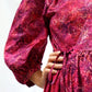 LIMITED EDITION.Hand dyed bright cotton dress BELLA\ Wrap dress\ cotton midi dress with puffy sleeves