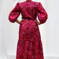 LIMITED EDITION.Hand dyed bright cotton dress BELLA\ Wrap dress\ cotton midi dress with puffy sleeves