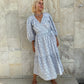 Linen dress BELLA\ Wrap dress\ Linen midi dress with puffy sleeves\ Casual linen dress\floral print