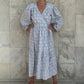 Linen dress BELLA\ Wrap dress\ Linen midi dress with puffy sleeves\ Casual linen dress\floral print