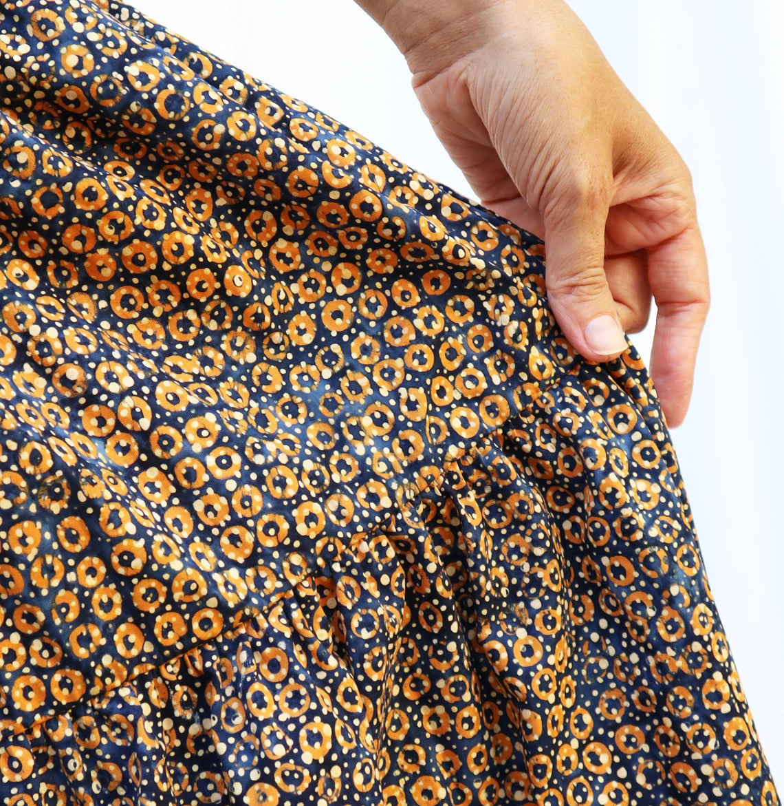 Tiered maxi skirt made of hand-dyed cotton/ Limited edition