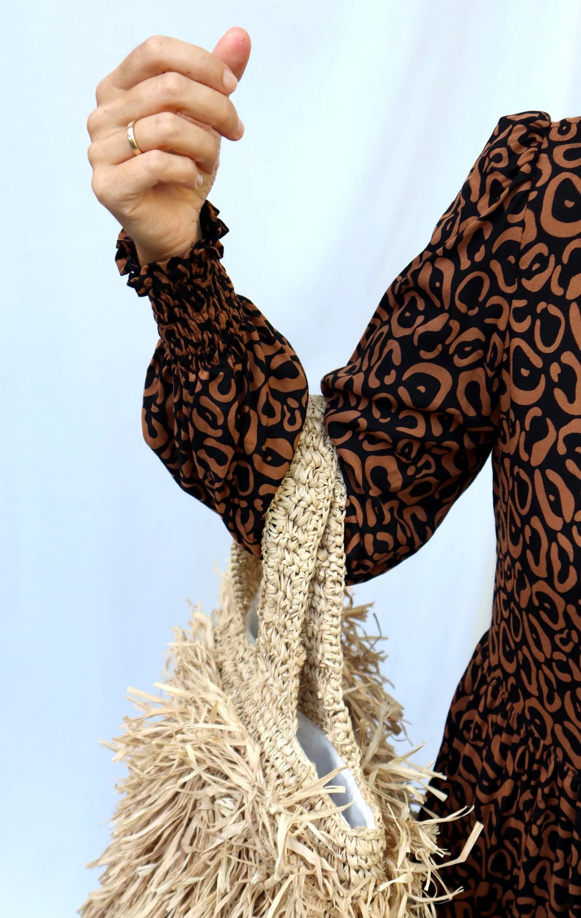 Tiered boho dress made of hand-painted fabric. Loose and light dress NATALIA Maternity\Casual\bohohemian\gypsy style