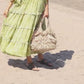 Tiered with ruffles boho dress BIANCA made of hand-painted natural fabric. Loose and light dress, for pregnant. casual\bohohemian\gypsy style.